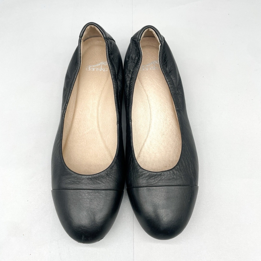 Dansko Womens 41 10.5 Lisanne Ballet Flats Shoes Black Leather Slip On Comfort